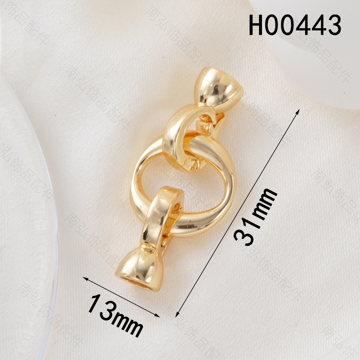 Copper-plated 18k gold color-preserving glossy circular connection buckle, horn buckle, bracelet, necklace buckle, DIY jewelry accessories pic 4