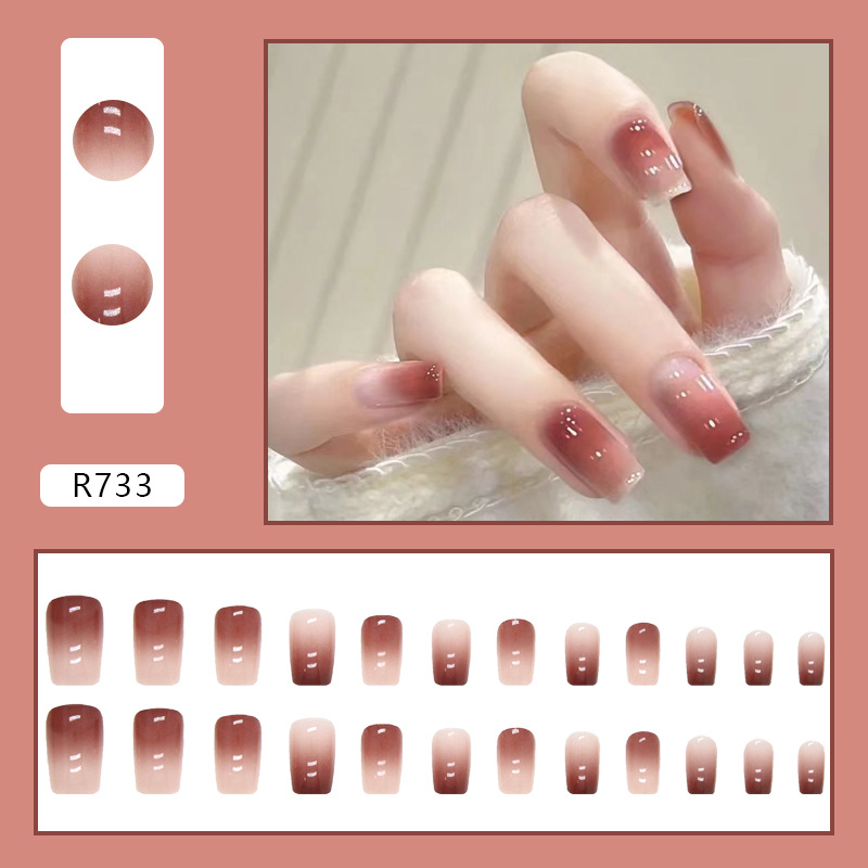 Gentle and elegant, milk coffee gradient nail art, pure desire, intellectual and fashionable nail wear, wholesale of special nail pads for nails pic 17