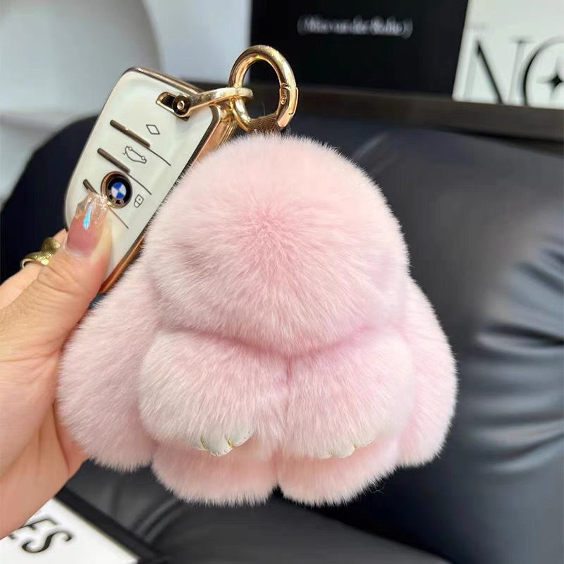 正版可爱獭兔毛公仔小兔子汽车钥匙扣挂件毛绒批货玩偶装死挂饰兔详情18