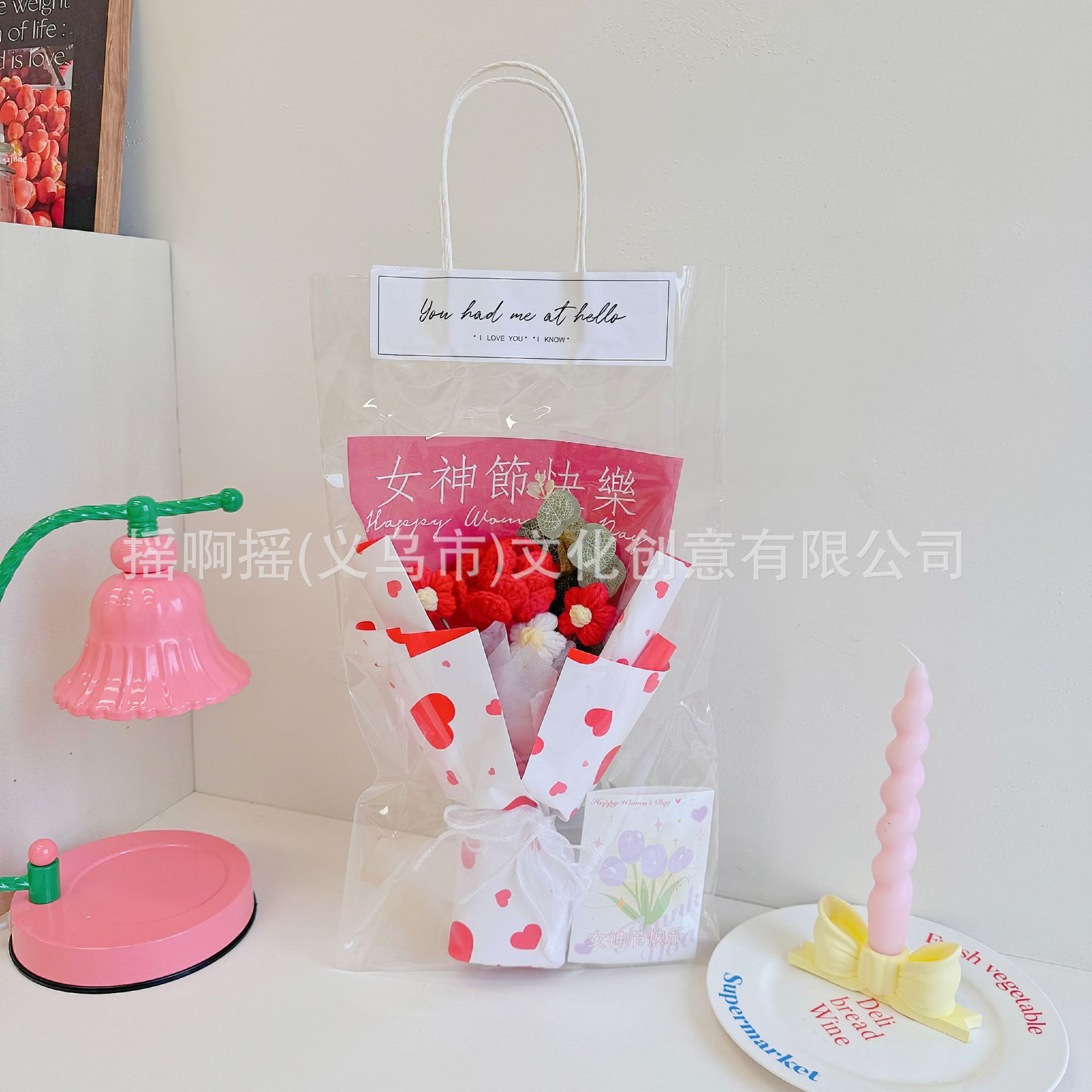 手提针织花束女神节三八妇女节花束公司团购礼品针织花束创意摆摊详情3