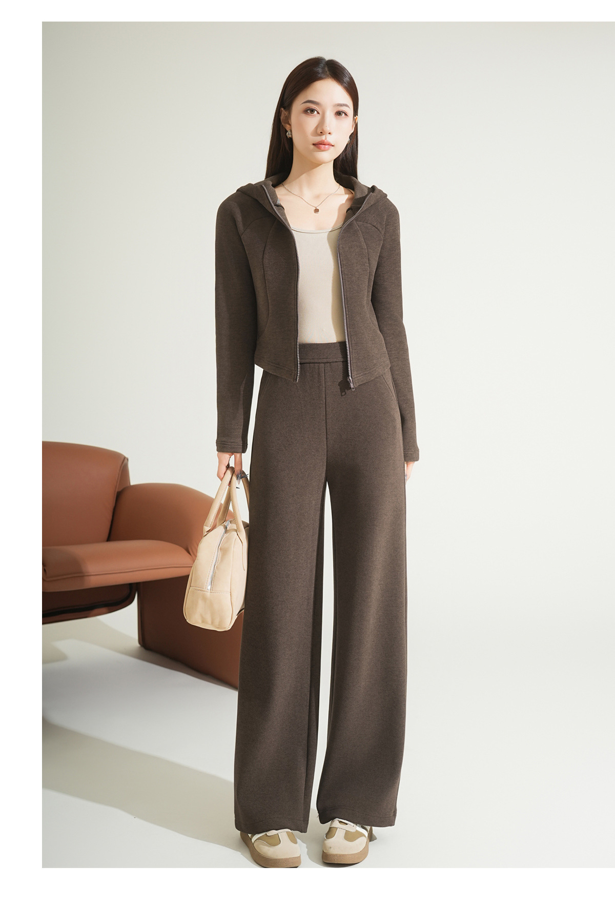 Cashmere and silk sports sweatshirt set for women, winter thickened with fleece and hooded casual set for women, windproof and warm for autumn and winter pic 24