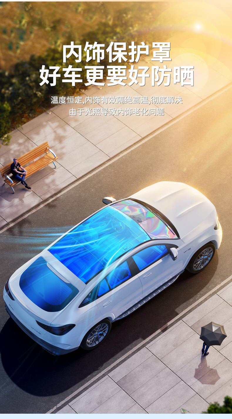 Cross-border bestsellers: Summer heat-insulating peptide silver car sun umbrellas, front windshield sunshades, umbrellas, wholesale sun umbrellas pic 2
