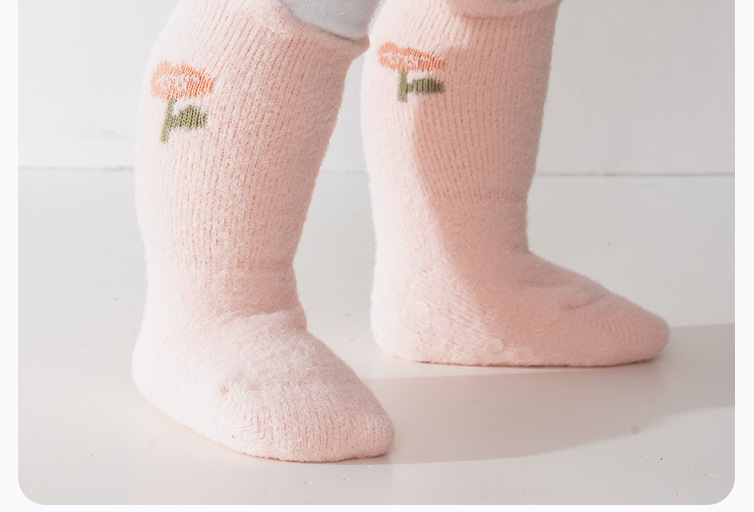 婴幼儿童0-6-12月3岁男女宝宝秋冬季加绒加厚保暖点胶防滑长筒袜详情5