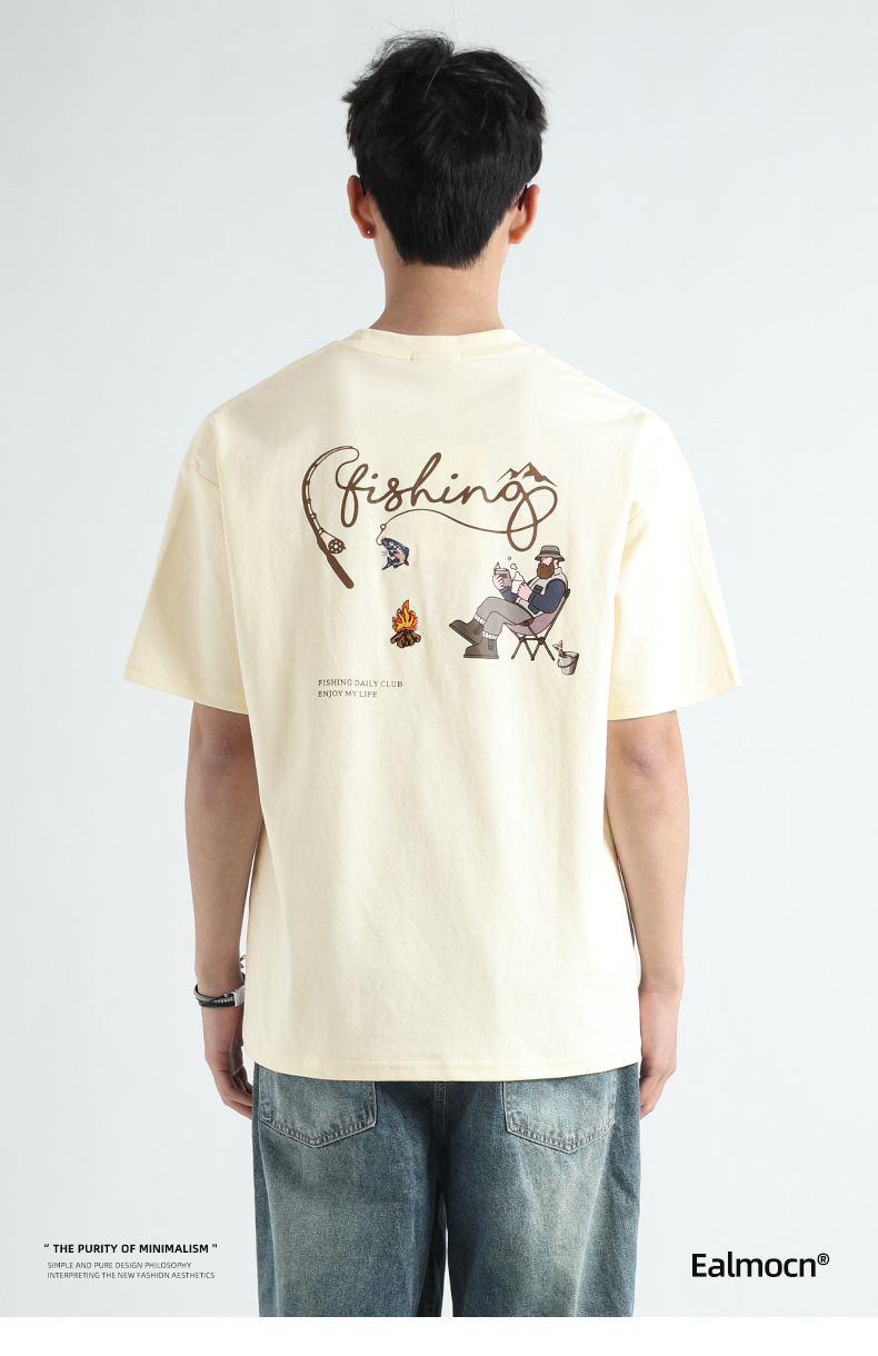 新款印花刺绣男士短袖t恤重磅潮牌男装轻奢高级感纯色体恤上衣男详情14