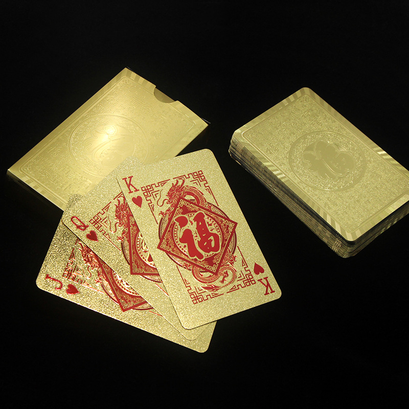 厂家现货新品金箔掼蛋防水耐磨龙行天下百家福休闲娱乐扑克牌详情4