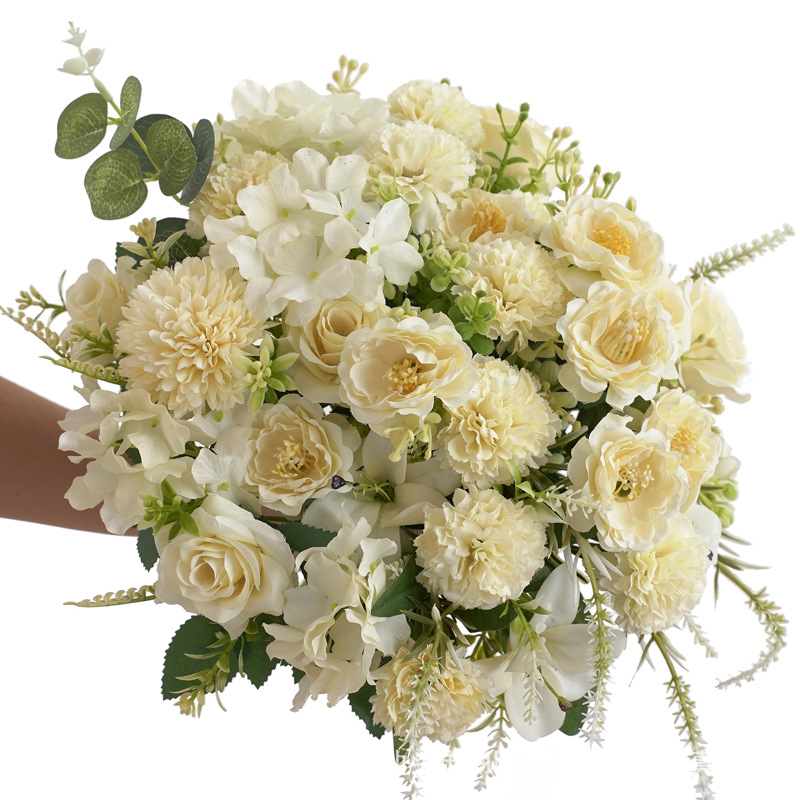 北欧仿真小玫瑰牡丹人造花家居装饰婚庆花墙洋甘菊花束详情17