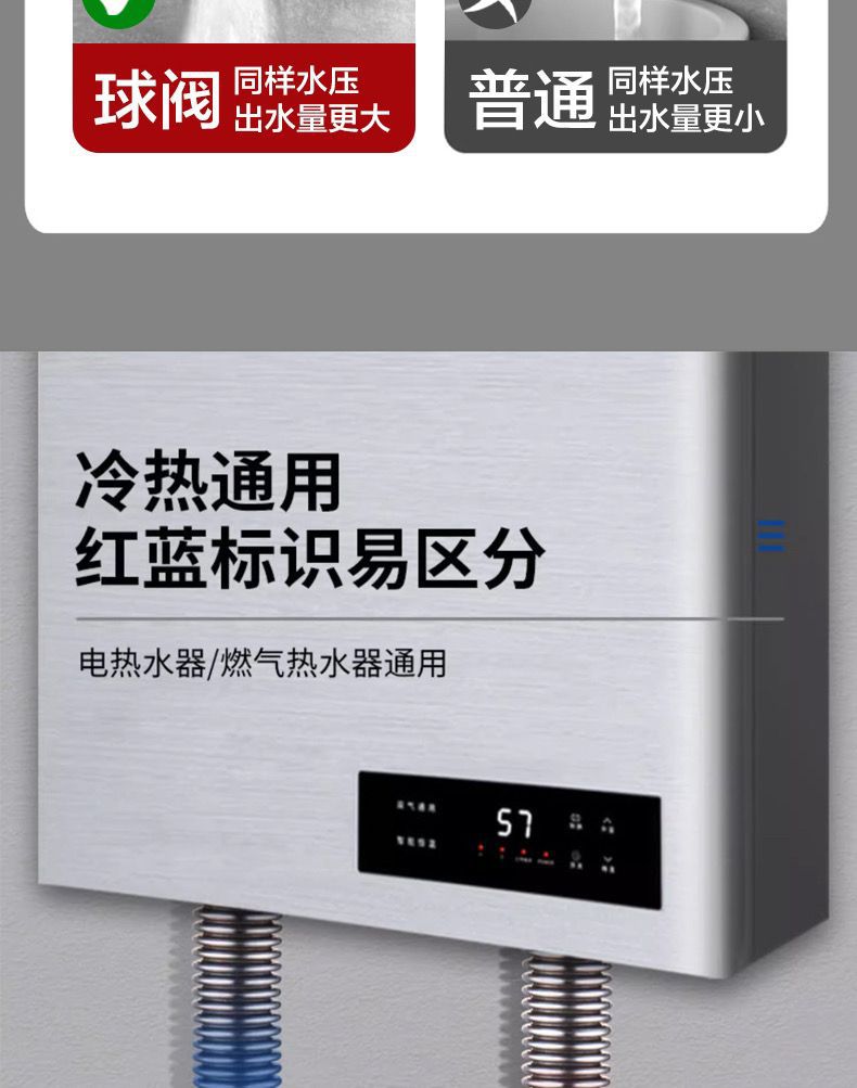 严选全铜枪灰全开口径大流量三角阀家用卫生间面盆水龙头冷热通用详情6