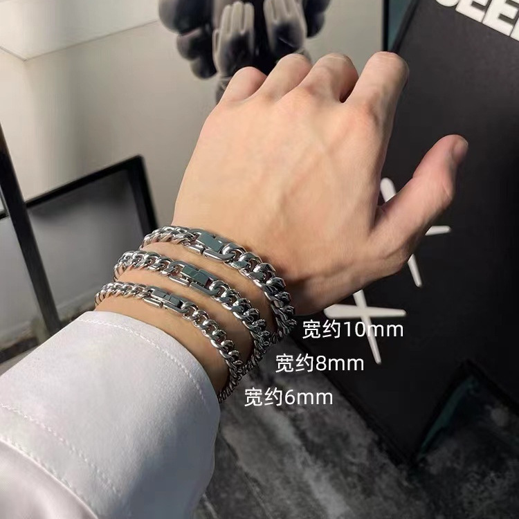 Titanium steel bracelet for men, Cuban light luxury jewelry, Instagram niche design for women, couple style, student trendy brand bracelet pic 1