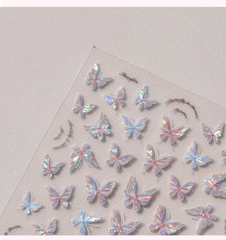 Shell polarized butterfly nail stickers, a popular embossed sticker with adhesive backing, a best-selling three-dimensional butterfly wearable nail sticker pic 4