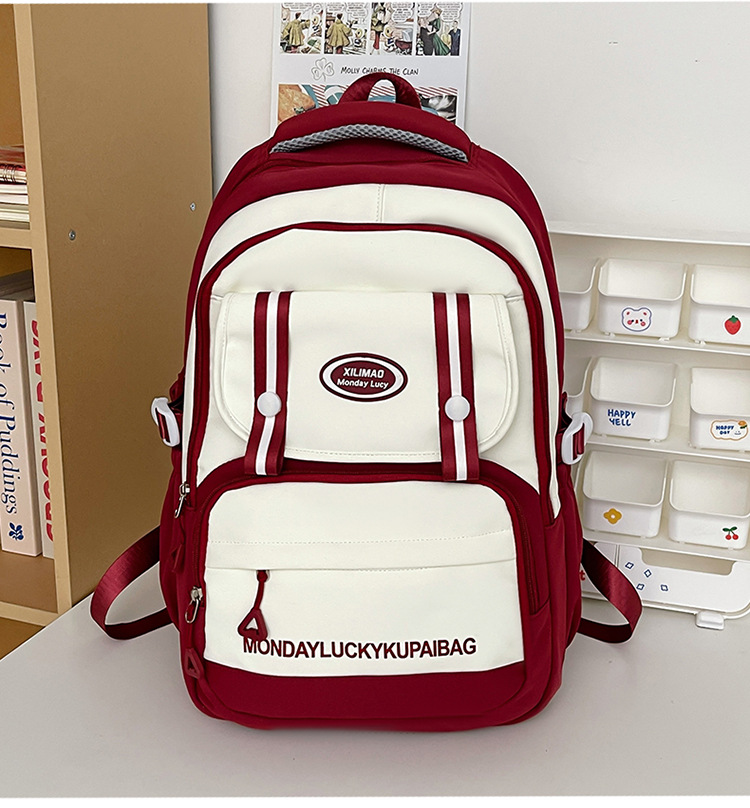 2024新款初高中学生书包小背包撞色小学生旅游出行背包简约双肩包详情12