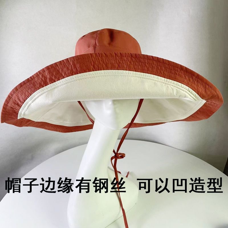 超大檐渔夫帽大沿女夏遮脸双面加大帽檐遮阳防晒帽子防紫外线太阳详情5