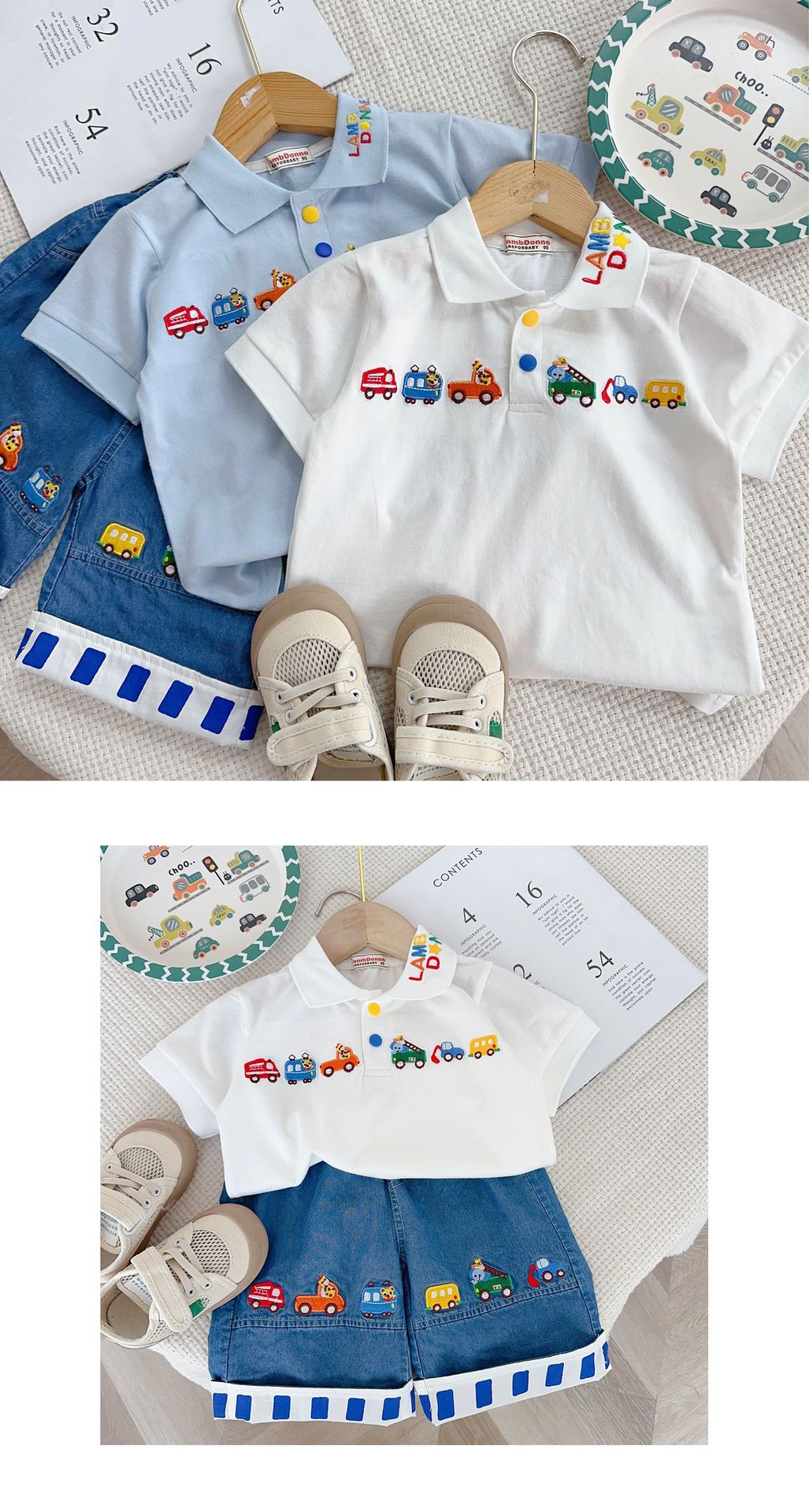 儿童t恤25秋款男童polo衫男童长袖t恤小汽车刺绣长袖打底外贸童装详情17