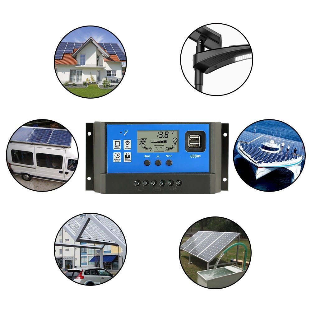 PWM solar controller 10A-60A intelligent lighting charging controller with dual USB12V/24V automatic recognition pic 10