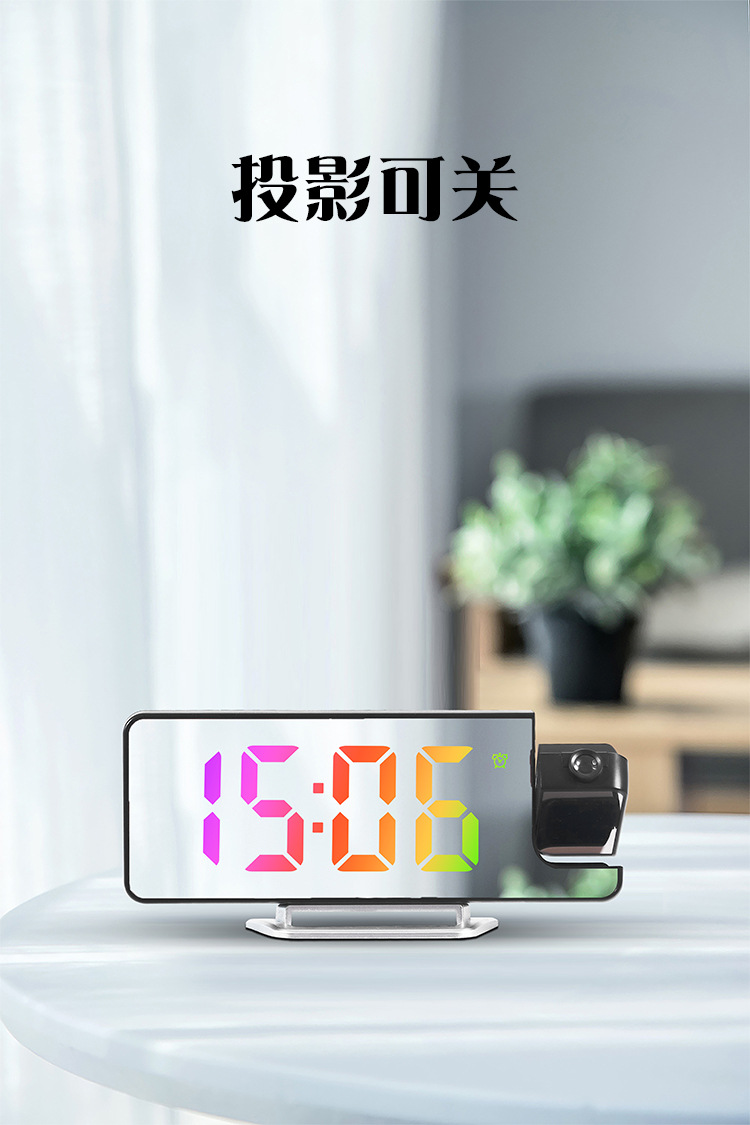 网红爆款LED大屏镜面投影闹钟显示温度感应电子时钟跨境热销673详情26