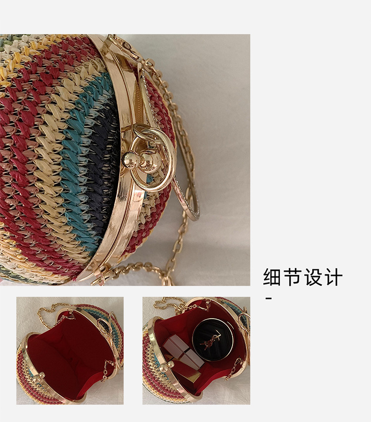 时尚女士小圆包简约链条撞色单肩包球形盒子晚宴包个性小众手提包详情14