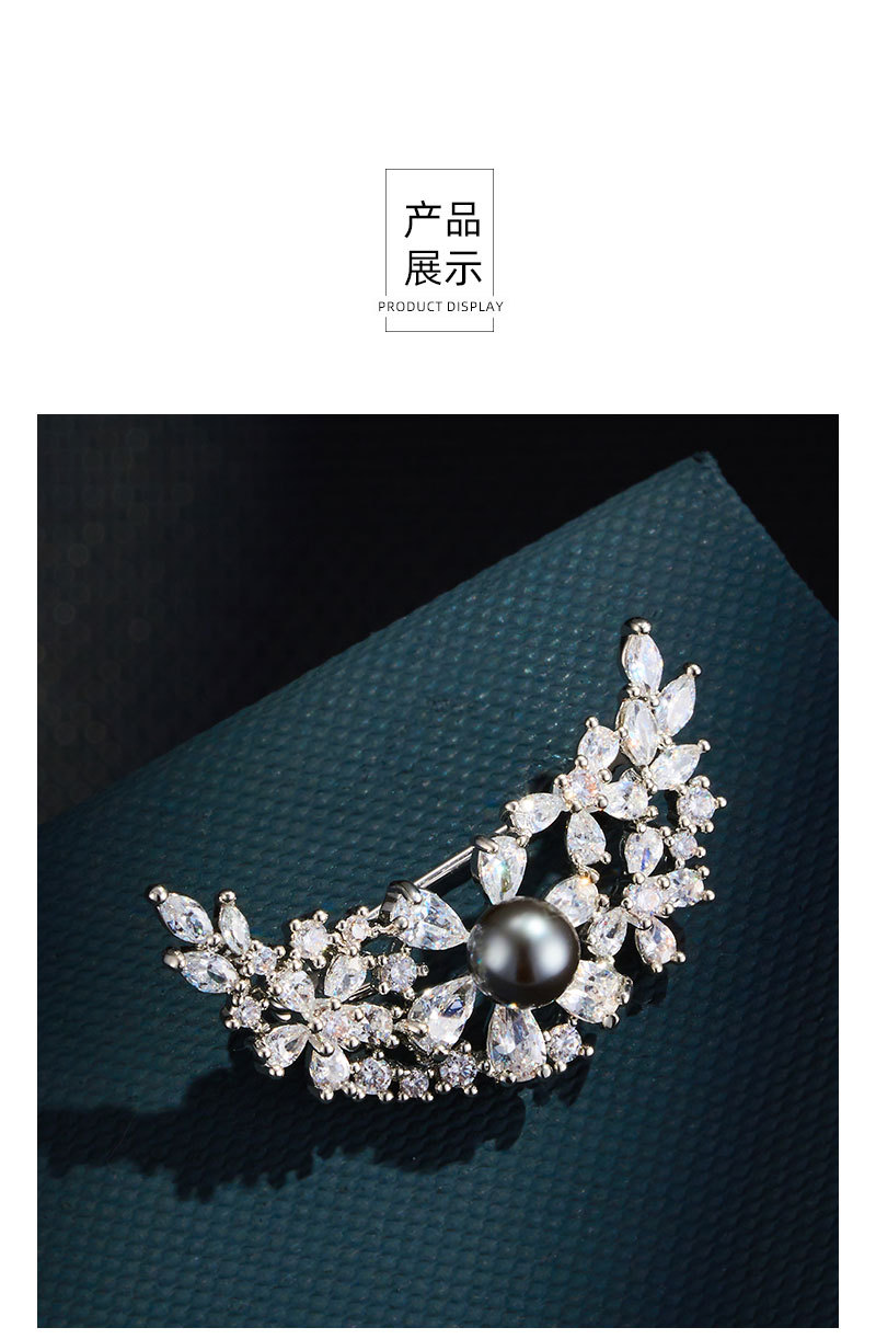 The light luxury and high-end two-color star and moon brooch with copper micro-inlaid zircon is exquisite and versatile, suitable for both men and women pic 11