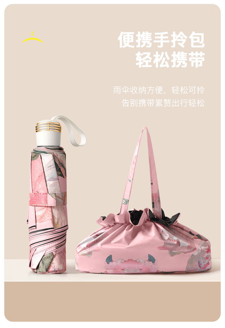 8骨三折手开花伞黑胶双层太阳伞创意防晒遮阳伞礼品晴雨伞批发详情9