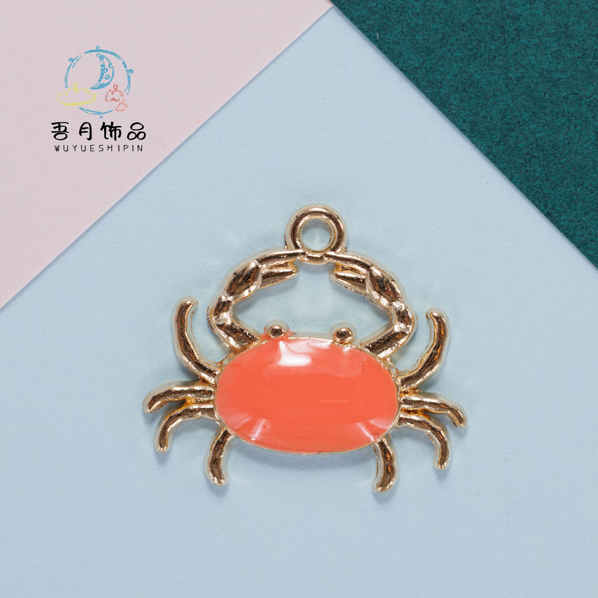 螃蟹合金滴油diy饰品配件韩版海洋耳饰彩色挂件耳环吊坠材料义乌详情3