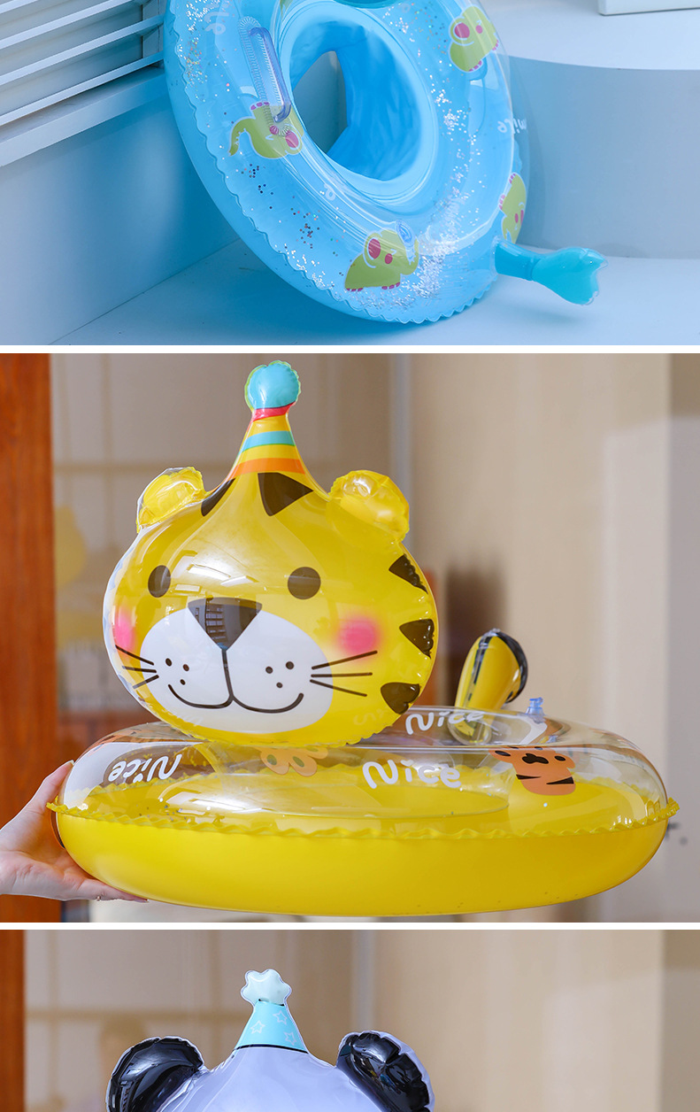 充气腋下圈立体卡通儿童座圈亮片透明印花游泳圈戏水小孩宝宝批发详情10