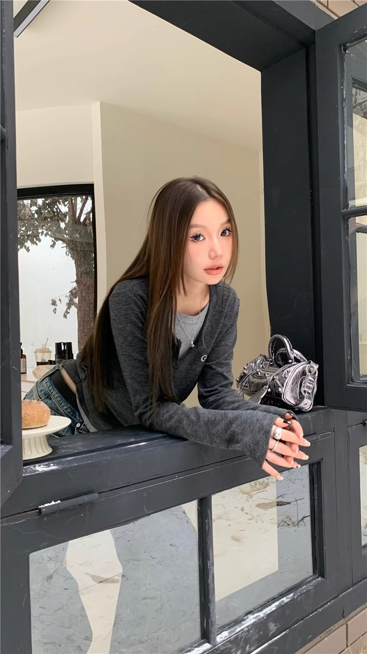 女士T恤假两件长袖T恤秋冬内搭修身显瘦打底上衣美式复古打底衫详情16