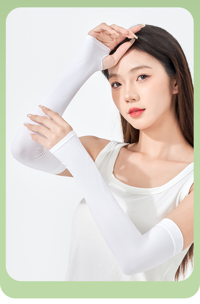 宝娜斯冰袖夏季防晒袖套男女骑行纯色护袖开车防紫外线冰丝袖套详情15