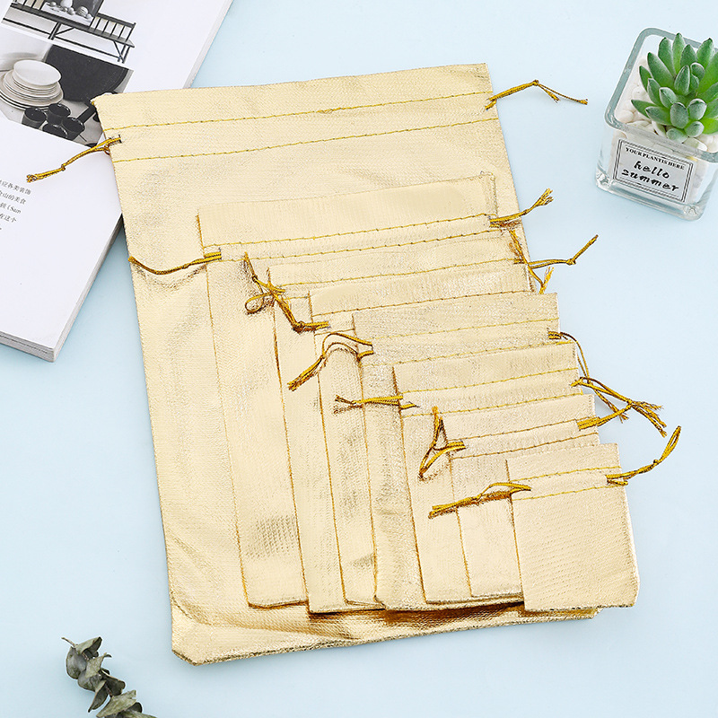 厂家现货 金银布束口袋 首饰包装抽绳小袋子 珠宝饰品便捷收纳袋详情4
