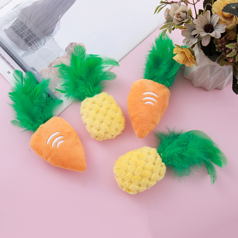 Cat feather pineapple interactive training, paper mint plush toy, cat to relieve boredom, shuttlecock, carrot, dog toy pic 3