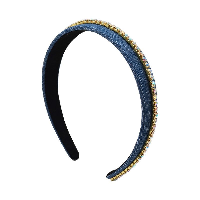 Qiwei Accessories Exclusive Qiwei Accessories Exclusive European and American cross-border hair accessories Denim High-end drill bit headband for women pic 8