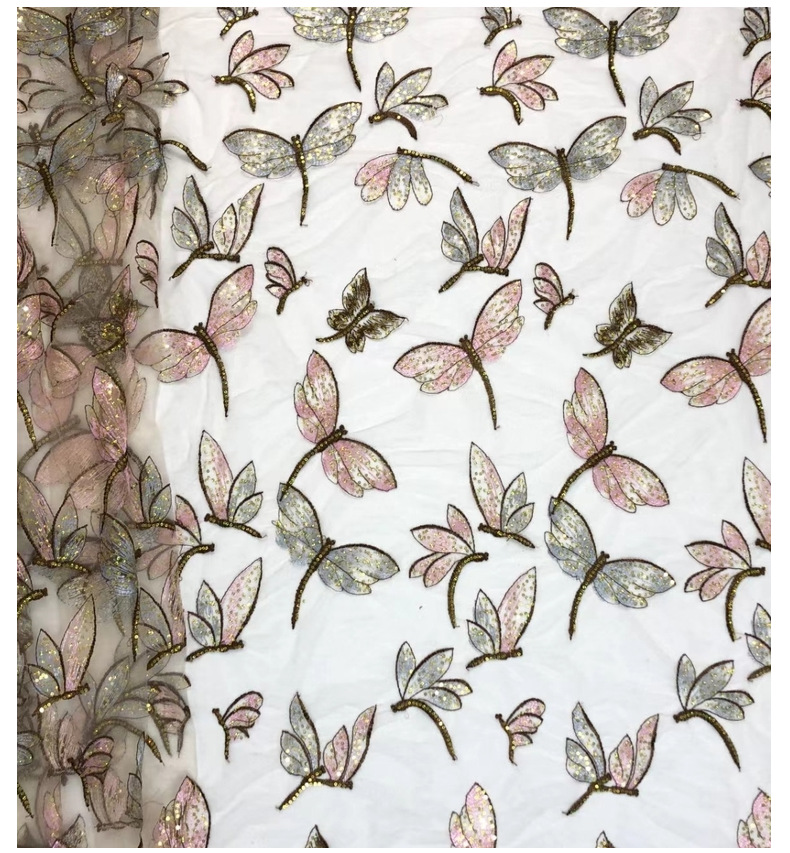 新品蝴蝶亮片婚纱面料女装连衣裙婚纱礼服窗帘晚礼服亮片详情22