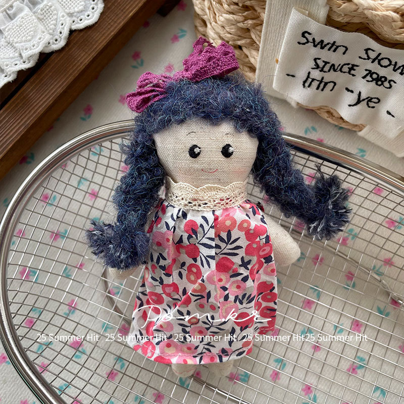 New Korean-style cartoon braid doll floral dress, cute chubby doll pendant, forest-themed sweet doll keychain, Ins-style decoration pic 9