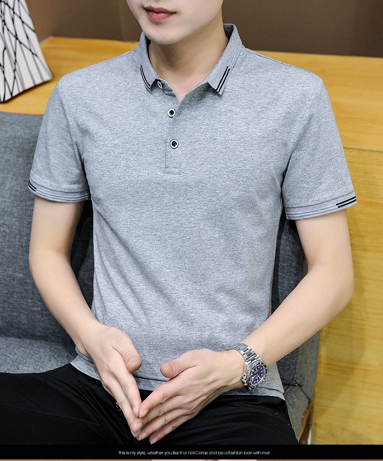 现货翻领莱卡棉短袖T恤男装Polo衫休闲刺绣半袖男上衣服装批发详情13