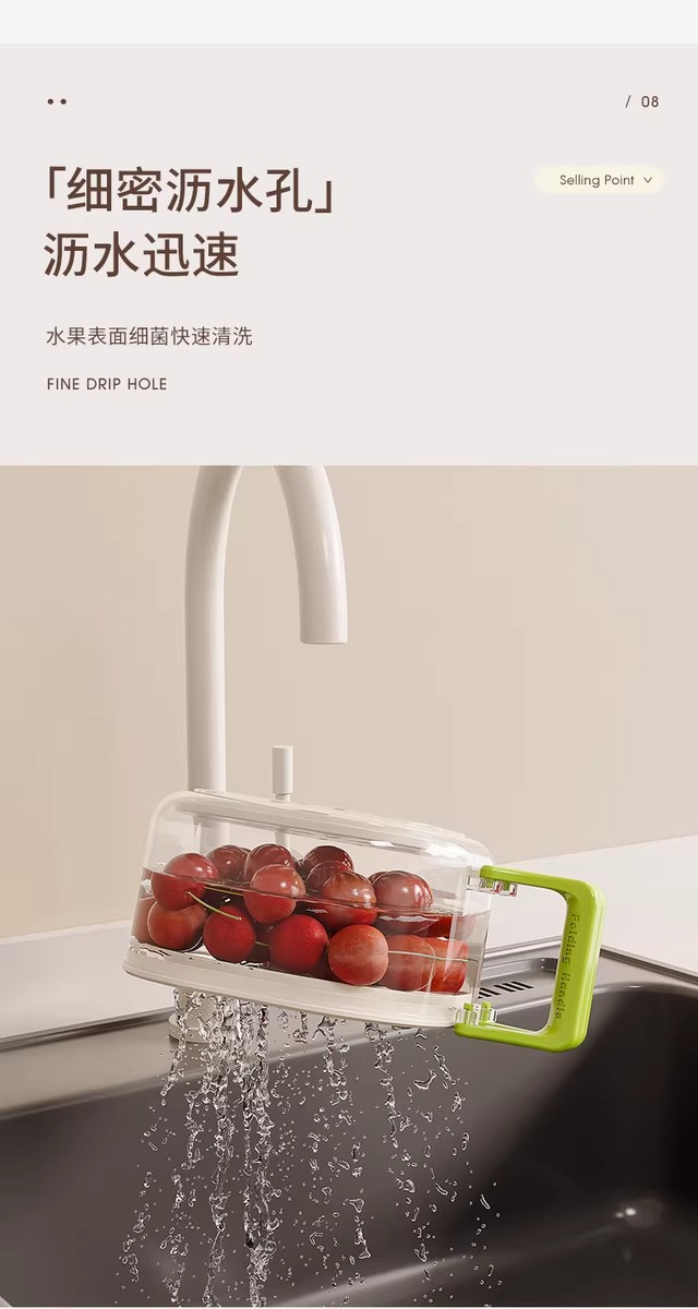 沥水篮厨房洗菜盆圆形洗菜篮家用水果清洗盆菜篮子洗菜筐水果盘详情14