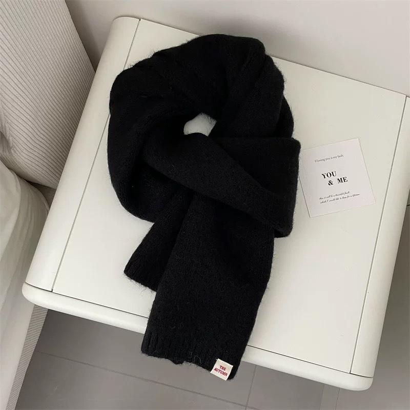 One-piece consignment wholesale of Korean solid color versatile autumn and winter new woolen couple and student small scarves, cute knitted warm scarves, street stall wholesale pic 14