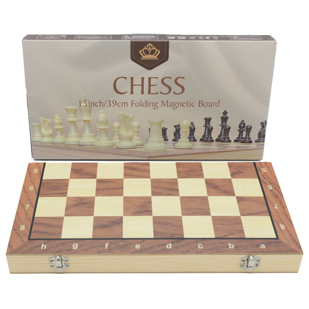 Wooden magnetic plastic chess pieces, foldable educational board game toys, direct sales, cross-border pic 1