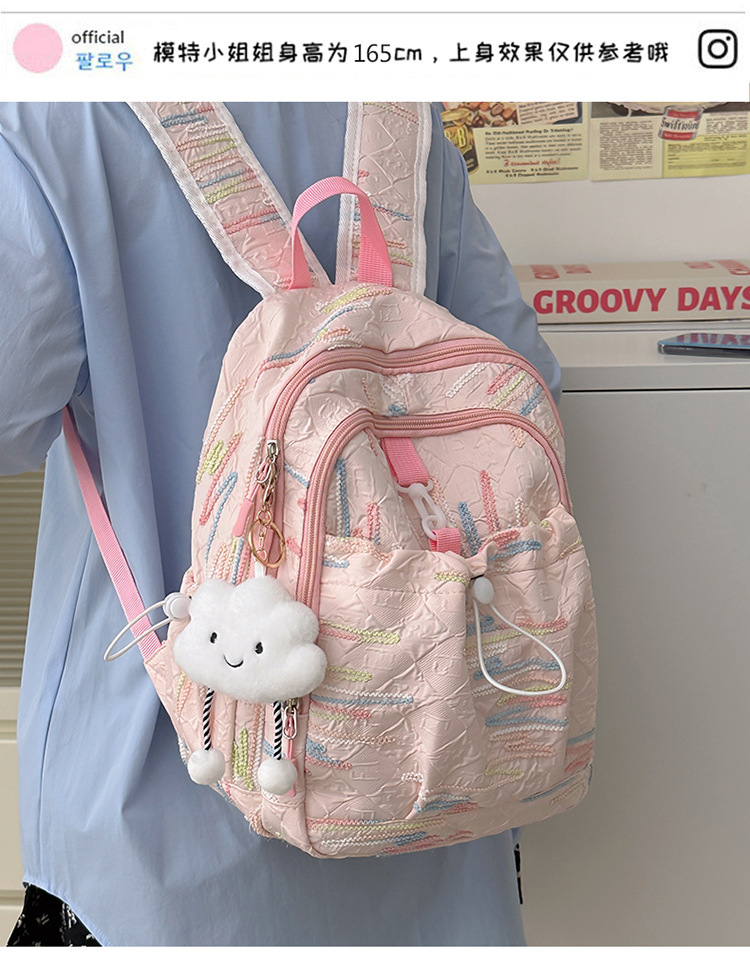 跨境风潮高颜值书包女小学生初高中生小众设计感简约百搭双肩背包详情2