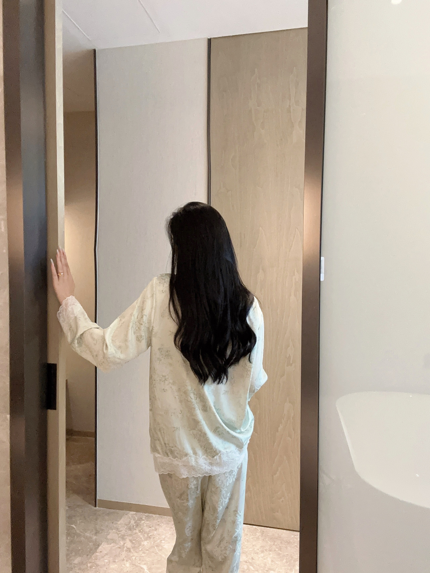国潮Yase【宫廷风林】国潮睡衣女冰丝花卉新中式盘扣春秋季长袖家居服详情11