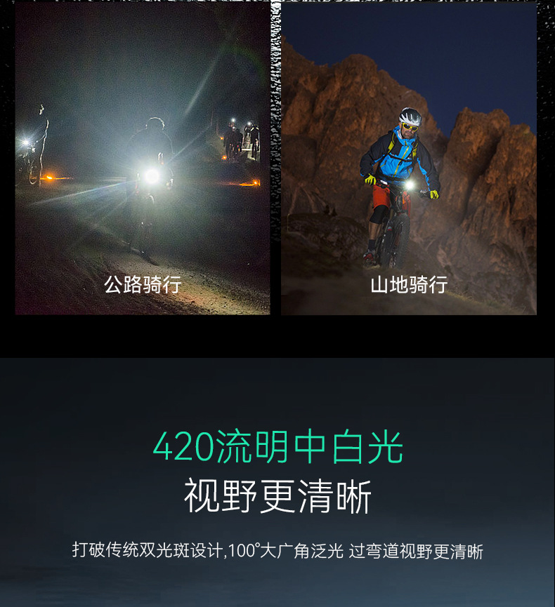 沃尔森C420骑行灯自行车灯夜行山地公路强光手电筒详情6