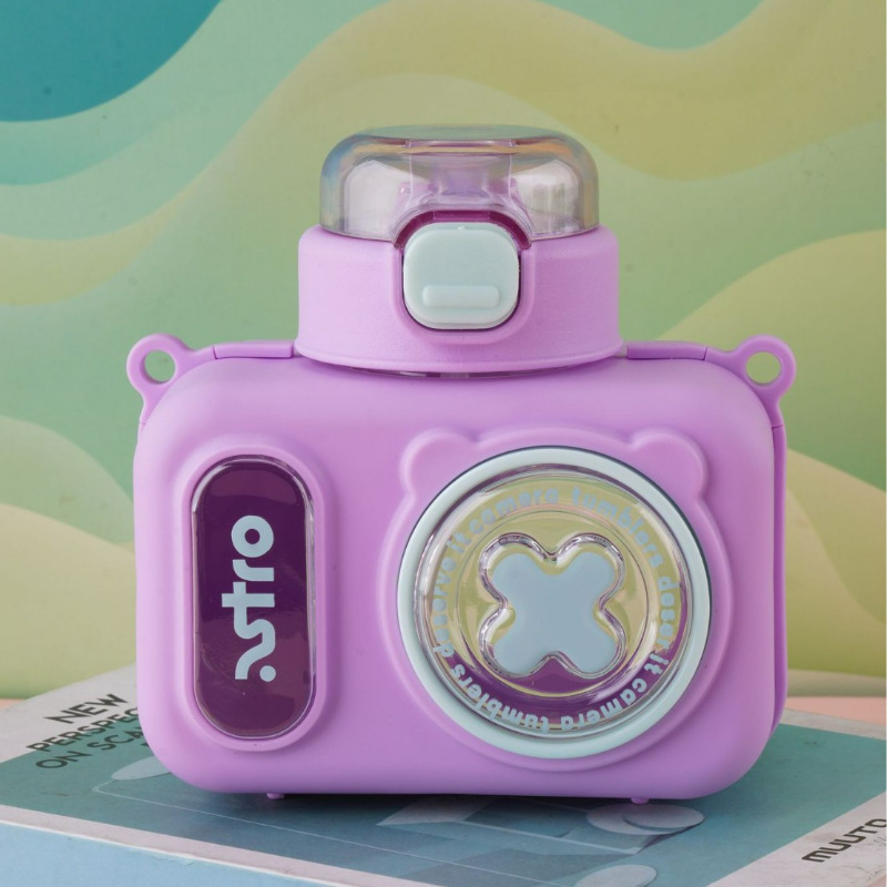 相机水杯夏季儿童高颜值可爱防摔耐高温塑料吸管杯子斜跨玩具杯子详情19