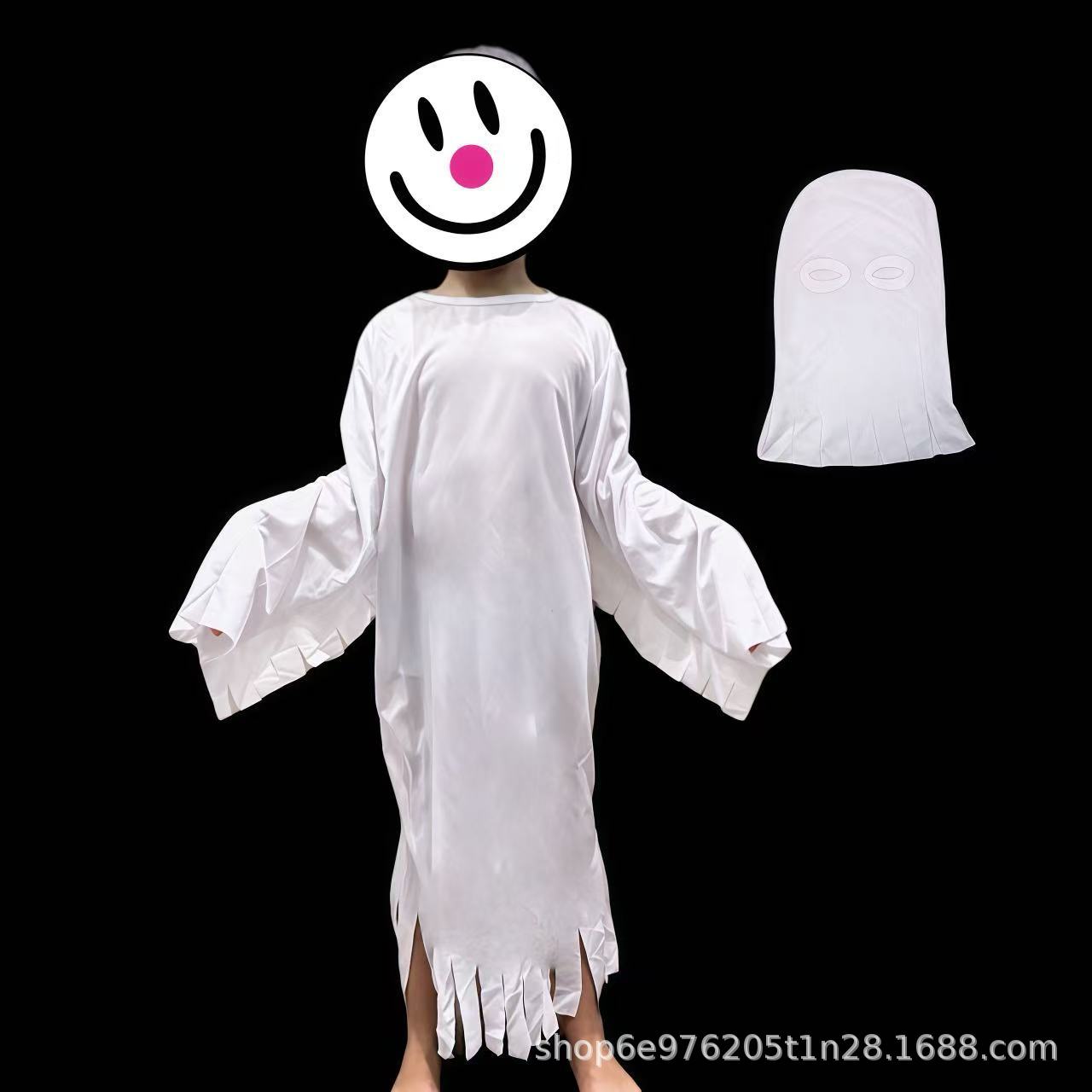 万圣节服装cosplay恶魔白幽灵儿童成人舞台演出表演服派对头套详情2