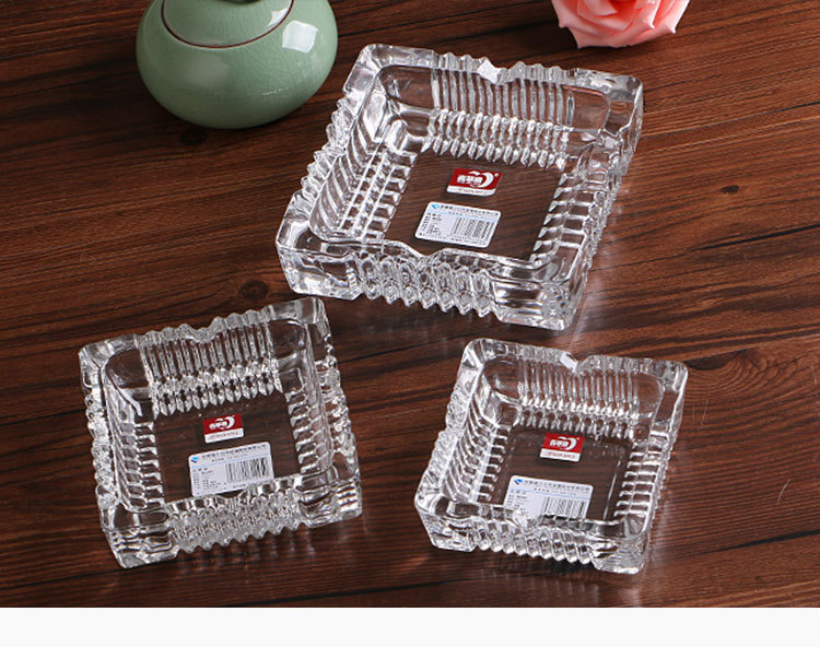 方形透明玻璃烟灰缸高颜值水晶烟缸雪茄烟缸青苹果批发水晶烟灰缸详情3