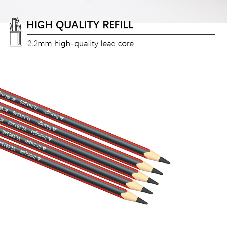 Yalong Cross-border Stationery Wholesale 12 wooden pencils with erasers HB standard office pencils pic 6