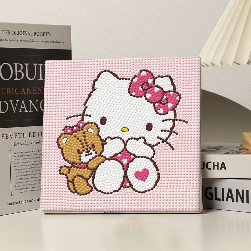 2024 New KT Cat Full Diamond DIY Diamond Painting with frame, high appearance level cartoon dot diamond hanging painting home decoration toy pic 15