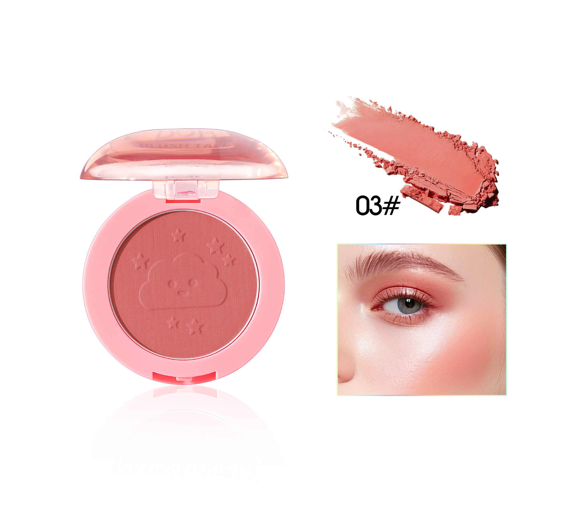 Cross-border bob Puffy, soft and misty blush, cheek color, pleasant atmosphere, matte and matte look, long-lasting makeup, girlish pink blush powder pic 11
