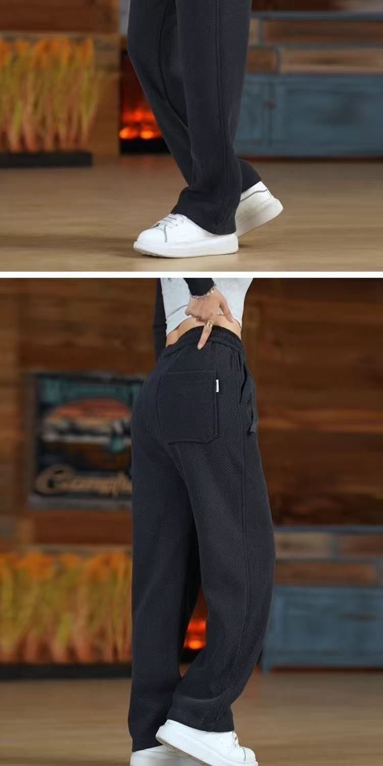Heavyweight knitted twill sweatpants for men, new autumn and winter style, loose straight-leg pants, versatile and trendy long pants for men, 2025 style pic 14