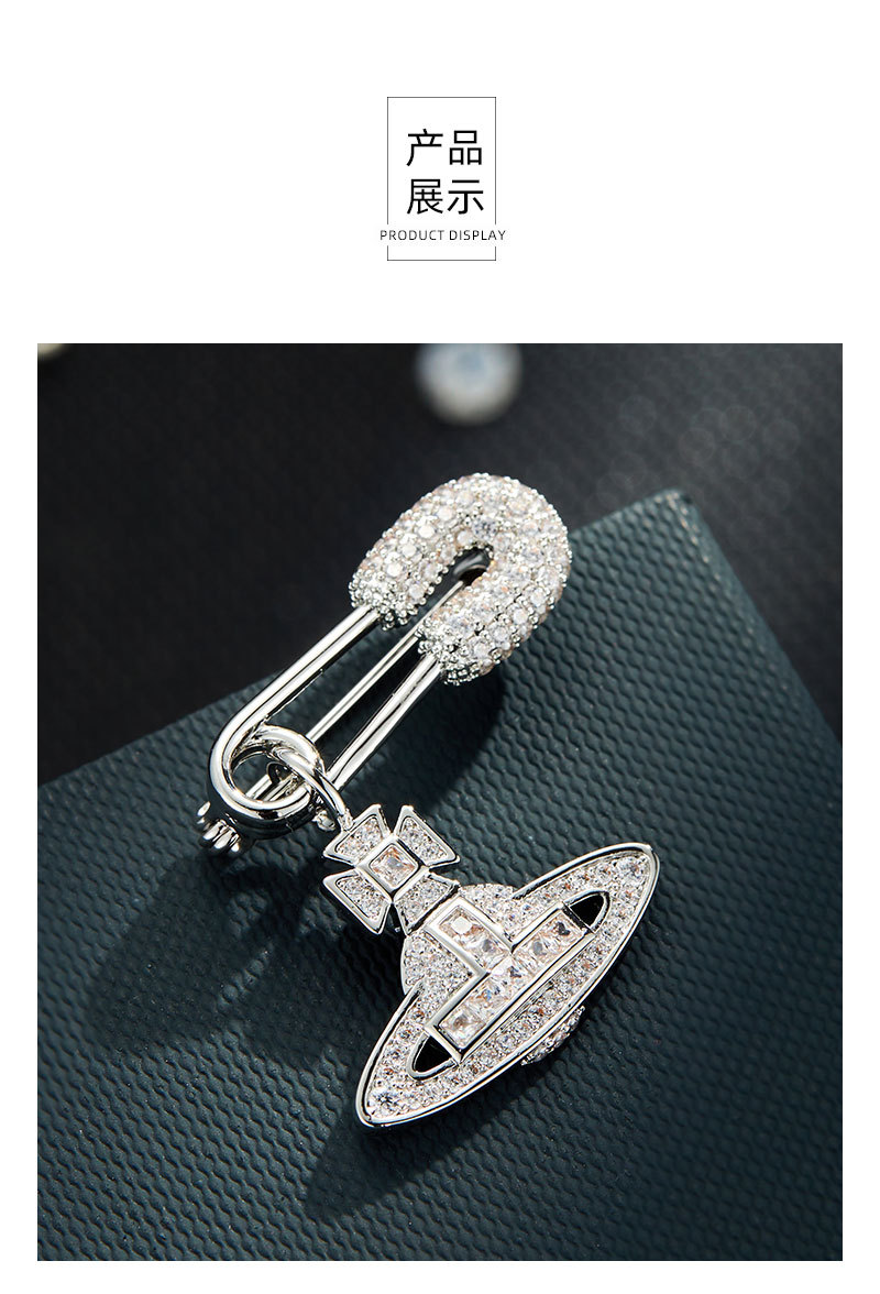 轻奢时尚经典土星别针微镶满锆个性复古设计日常穿搭胸针爆款胸花详情17