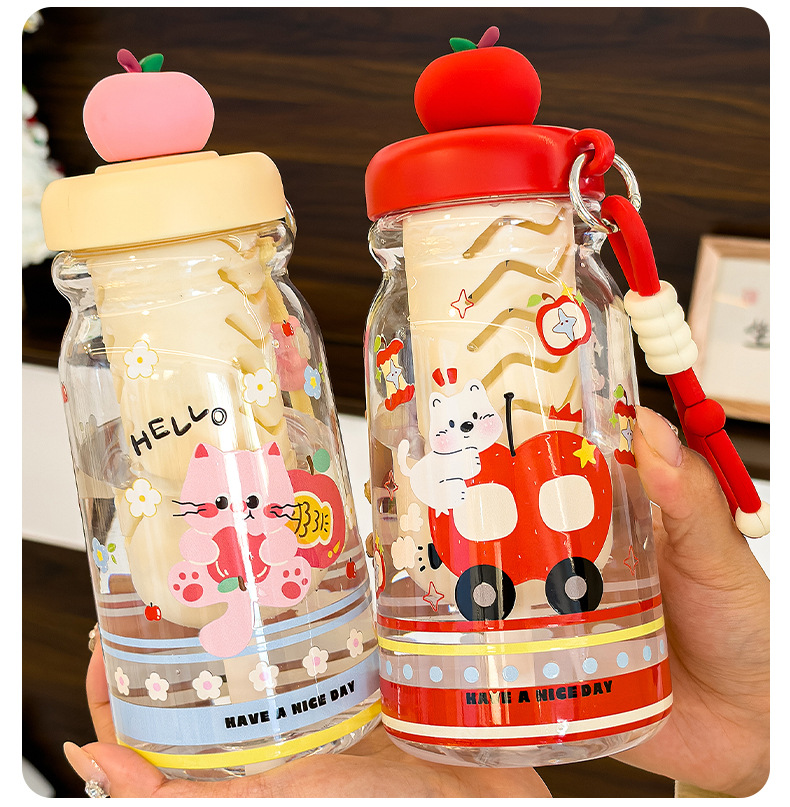 Tazas de agua de dibujos animados adorables cuerpo plástico niños taza de agua diagonal trans dibujos animados tazas de plástico para niños pic 13