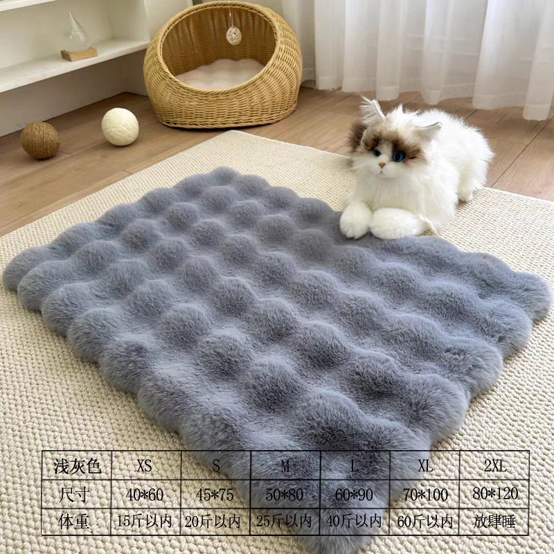 泡泡绒四季通用保暖地垫宠物猫垫狗狗垫保暖防滑防摔纯色毛绒坐垫跨境出口浴室卫生间地垫双格子简约家用卧室床边地毯厨房进门入户详情14