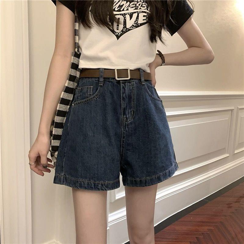 美式高腰牛仔短裤女夏季新款复古小个子深蓝宽松显瘦百搭阔腿短裤详情4
