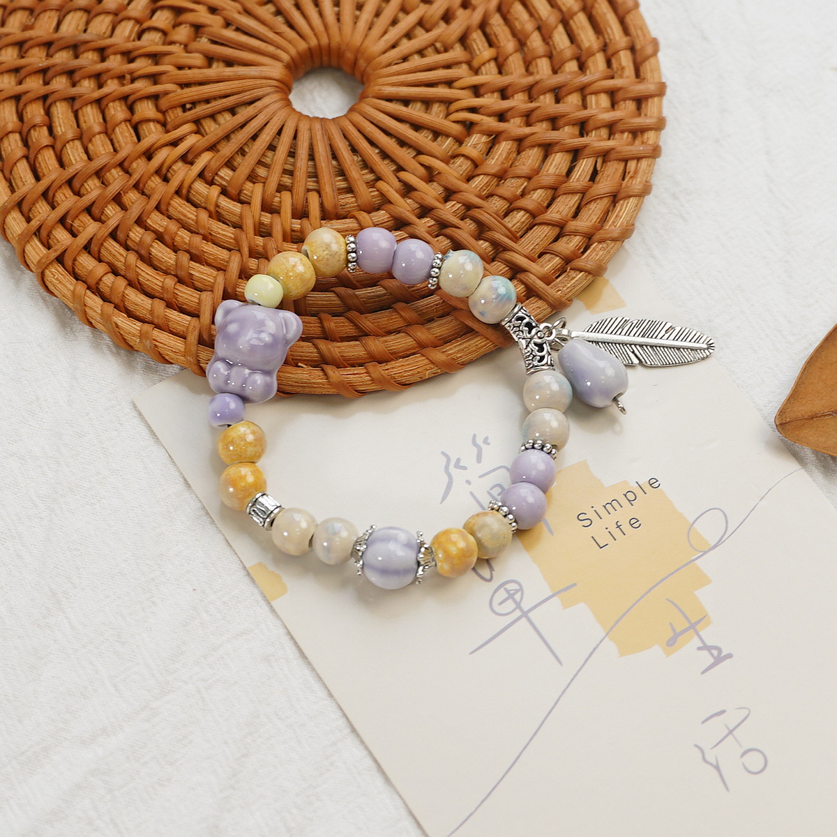A new Chinese-style single-loop Jingdezhen ceramic bracelet, a touch of celadon ethnic style artistic butterfly fashion bracelet accessory pic 6