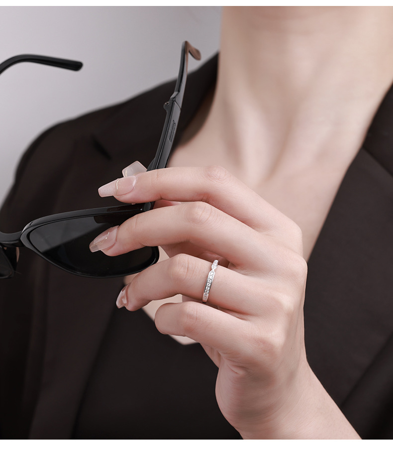 Zhuoheng Select S925 all-silver Moissanite wedding ring, simple and versatile, high-end design ring wholesale ring pic 9